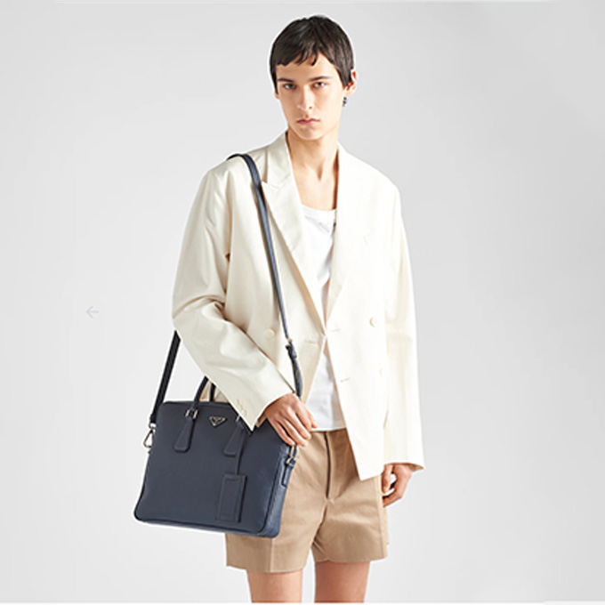 prada saffiano leather zipper briefcase #2VE368